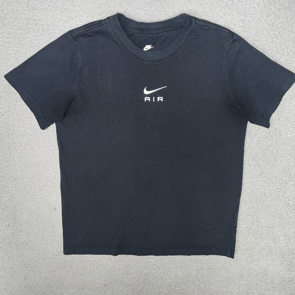 The Nike Tee Air T Shirt Youth Sz L Black Center Swoosh 2-Sided Tee FZ5174-010